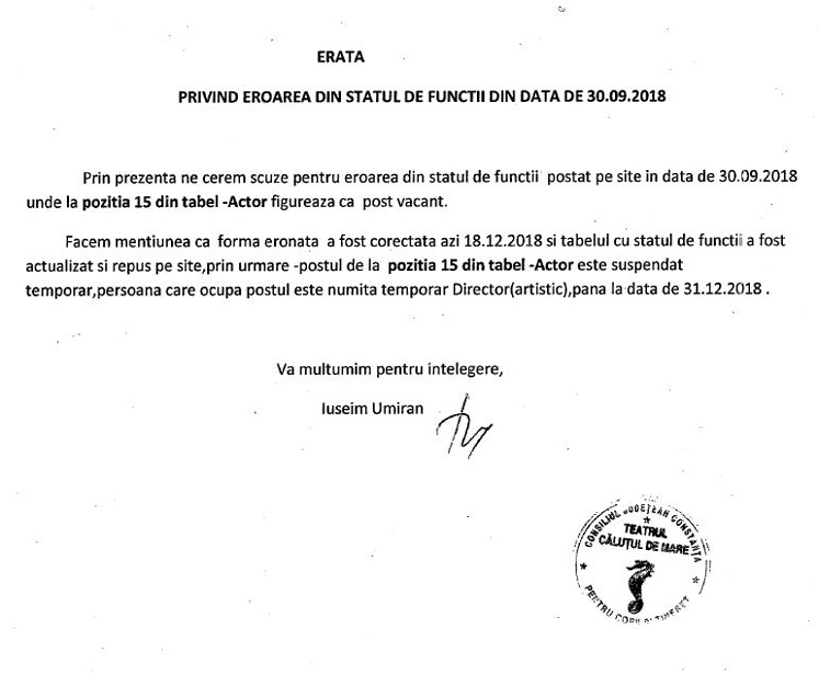 Erata Stat de functii